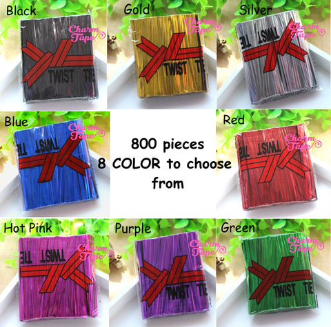 800Pcs 4 Inches Metallic Color Twist Ties for Party Cello Candy Bags Cake Pops