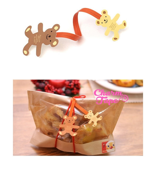 Bear or Gingerbread Man Twist Ties / Birthday Party Favor Bags / Candy Cello Bags / Gift Wrap /(20 / 50 pieces)