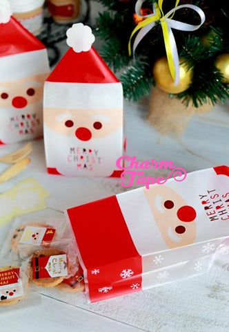 Festive Santa Gift Bags Packaging Cello Cookie bag - Favors Party bags 10/25 bags CB73