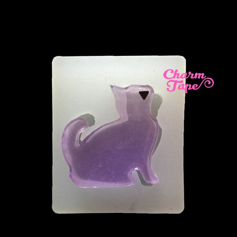 Kitty Cat charm Silicon mold flexible, for polymer clay, resin jewelry Q058