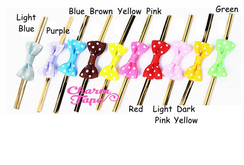 20pcs Ribbon Bow Twist Ties Polka dots Tie for Cookie Candy Bags Gift Wrap Packaging