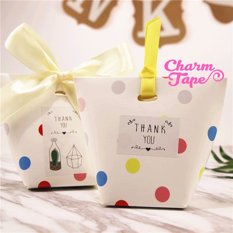 Polka Dots Gift Box with Cream Ribbon Packaging Party Favors 5/20 counts PB012