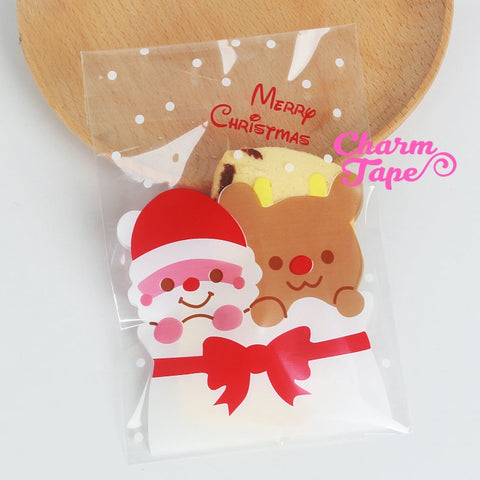 Festive Santa Gift Bags Cello Bags Self-adhesive Cookie bags - Favors Bags Set of 20/50/100 bags CB10