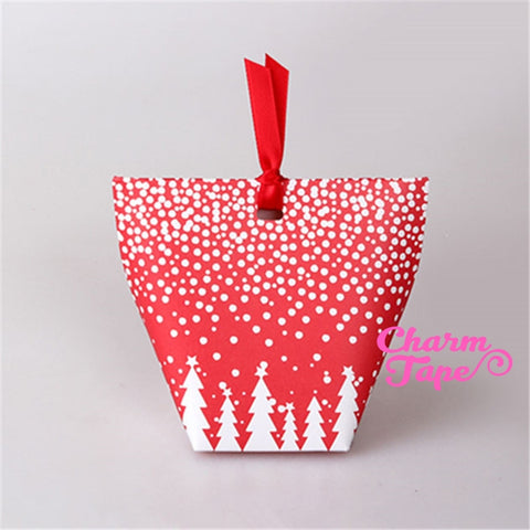 Festive Snow Red Gift Box with Ribbon Packaging Party Favors 5 counts PB009