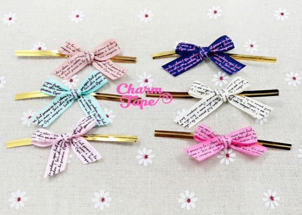 20pcs Ribbon Bow Twist Ties Scribble Tie for Cookie Candy Bags Gift Wrap Packaging