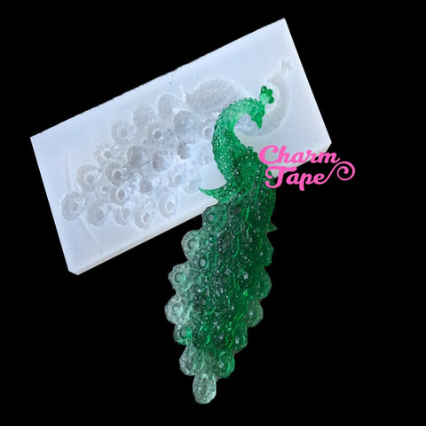 Peacock charm Silicone Silicon mold flexible, for polymer clay, resin jewelry Q050