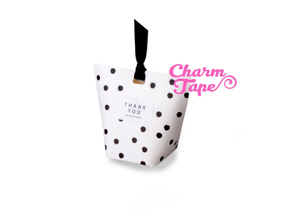 Festive Black Dots Simple Gift Box with Black Ribbon Packaging Party Favors 5/20 counts PB014