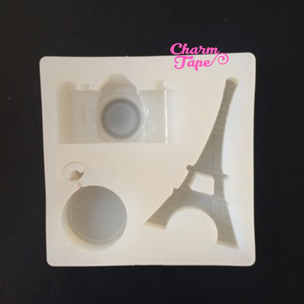 Eiffel Tower Silicone Camera charm Silicon mold flexible, for polymer clay, resin jewelry Q053