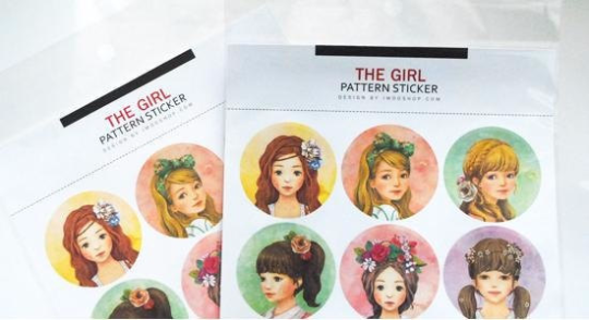Round Paper Sticker 2 Sheets pretty Girls 4cm diameter ss1035 - CharmTape - 2