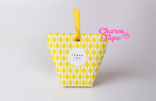 Yellow Gift Box with Green Ribbon Packaging Party Favors 5/20 counts PB010