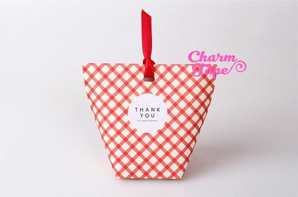 Red Check Gift Box with Red Ribbon Packaging Party Favors 5/20 counts PB011