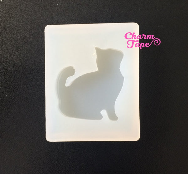 Kitty Cat charm Silicon mold flexible, for polymer clay, resin jewelry Q058