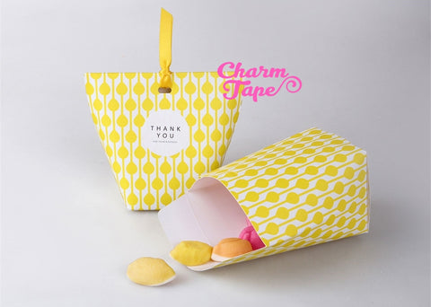 Yellow Gift Box with Green Ribbon Packaging Party Favors 5/20 counts PB010