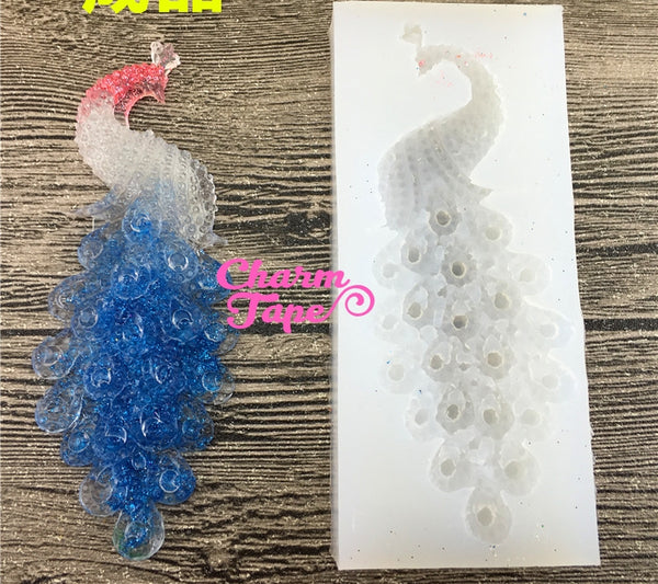 Peacock charm Silicone Silicon mold flexible, for polymer clay, resin jewelry Q050