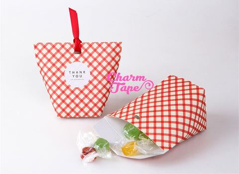 Red Check Gift Box with Red Ribbon Packaging Party Favors 5/20 counts PB011