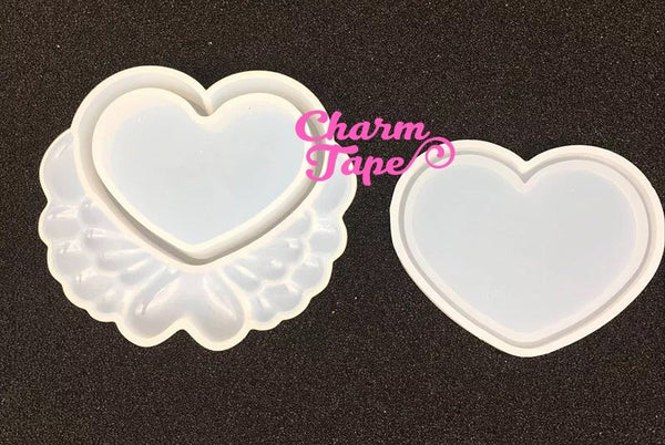 Heart Trinket Box Silicone Mold | Winged Heart Box Mold | Container Mold | uv Resin (12cm x 10.5cm) S165
