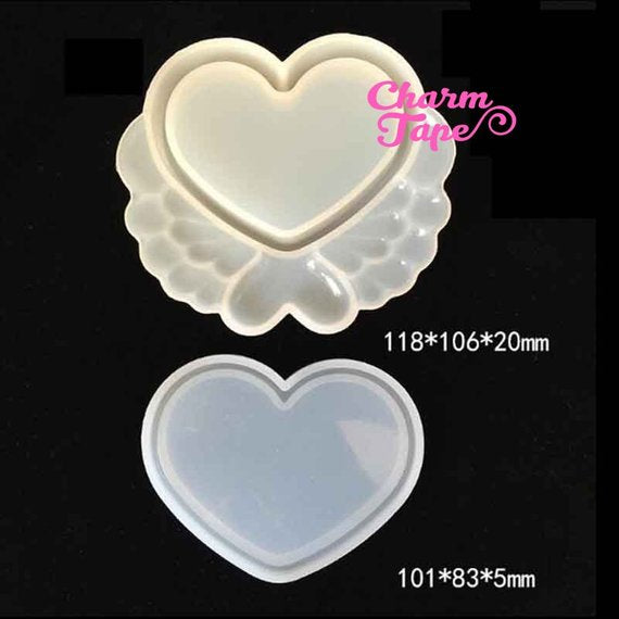 Heart Trinket Box Silicone Mold | Winged Heart Box Mold | Container Mold | uv Resin (12cm x 10.5cm) S165