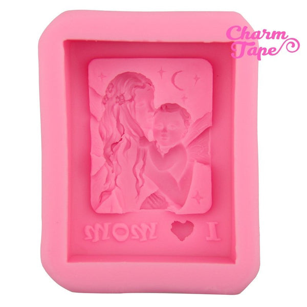 Very Detailed Mother & Child Food Graded Silicon silicone mold for uv resin /cake/ fondant / soap making flexible mold H2879