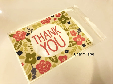 Thank You Bags // Cello Bags // Poly Bags // Self Sealing bags // Wedding Favor Bags // Party Thank You Bags Set of 20 bags CB11 - CharmTape - 1