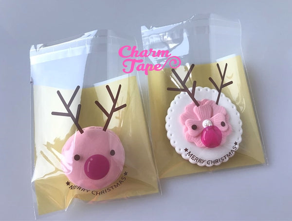 Festive Rudolph reindeer Gift Bags Cello Bags Self-adhesive Cookie bags - Favors Bags - Party bags 20/50/100 bags CB53