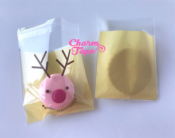 Festive Rudolph reindeer Gift Bags Cello Bags Self-adhesive Cookie bags - Favors Bags - Party bags 20/50/100 bags CB53