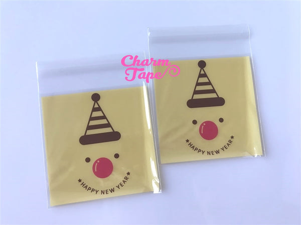 Festive Rudolph reindeer Gift Bags Cello Bags Self-adhesive Cookie bags - Favors Bags - Party bags 20/50/100 bags CB53