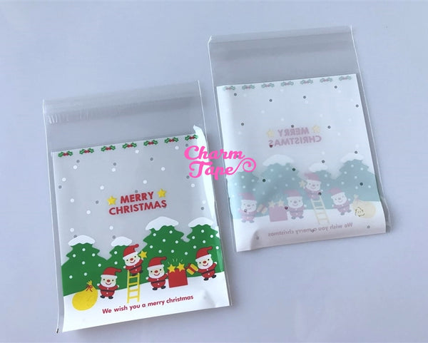 Festive Elves Gift Bags Cello Bags Self-adhesive Cookie bags - Favors Bags - Party bags 20/50/100 bags CB54