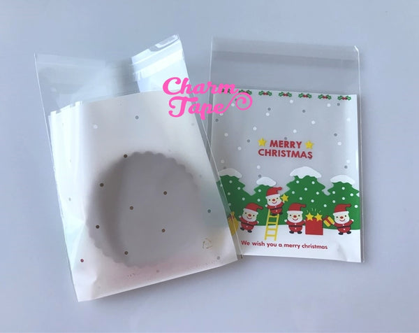 Festive Elves Gift Bags Cello Bags Self-adhesive Cookie bags - Favors Bags - Party bags 20/50/100 bags CB54