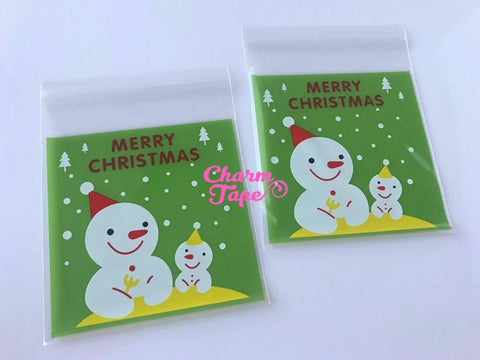 Festive Snowman Gift Bags Cello Bags Self-adhesive Cookie bags - Favors Bags - Party bags 20/50/100 bags CB55