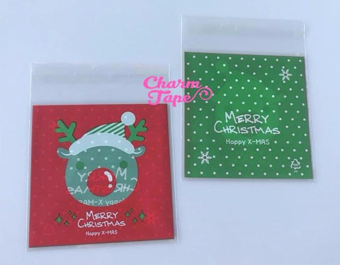 Festive Reindeer Gift Bags Cello Bags Self-adhesive Cookie bags - Favors Bags - Party bags 20/50/100 bags CB57