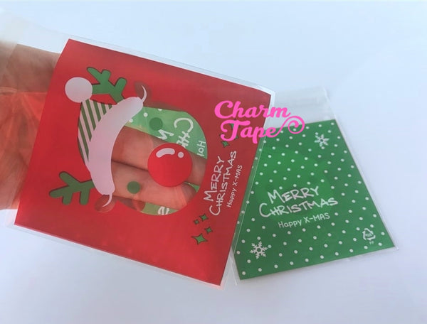 Festive Reindeer Gift Bags Cello Bags Self-adhesive Cookie bags - Favors Bags - Party bags 20/50/100 bags CB57