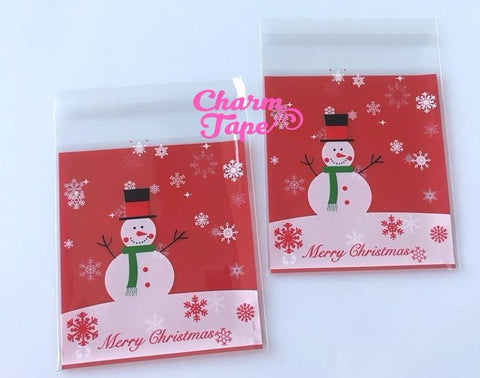 Festive Snowman Gift Bags Cello Bags Self-adhesive Cookie bags - Favors Bags - Party bags 20/50/100 bags CB58