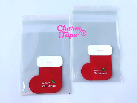 Festive Red Stocking Gift Bags Cello Self-adhesive Cookie bag - Favors Party bags 20/50/100 bags CB67