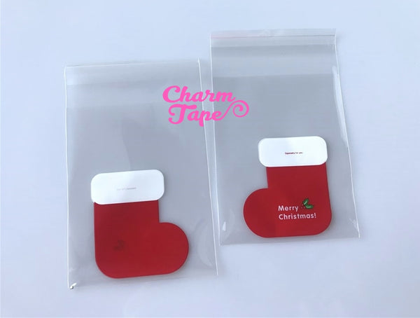Festive Red Stocking Gift Bags Cello Self-adhesive Cookie bag - Favors Party bags 20/50/100 bags CB67