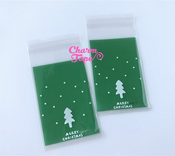 Festive Tree Gift Bags Cello Self-adhesive Cookie bag - Favors Party bags 20/50/100 bags 7x10cm CB68
