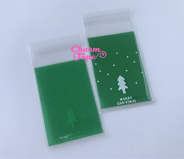 Festive Tree Gift Bags Cello Self-adhesive Cookie bag - Favors Party bags 20/50/100 bags 7x10cm CB68