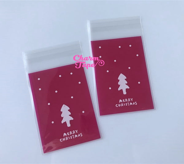 Festive Tree Gift Bags Cello Self-adhesive Cookie bag - Favors Party bags 20/50/100 bags 7x10cm CB68