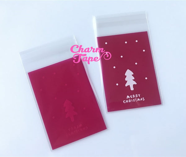 Festive Tree Gift Bags Cello Self-adhesive Cookie bag - Favors Party bags 20/50/100 bags 7x10cm CB68