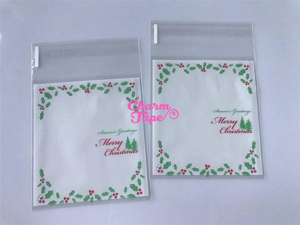 Festive Greeting Simple Gift Bags Cello Bags Self-adhesive Cookie bags - Favors Bags - Party bags 20/50/100 bags CB62