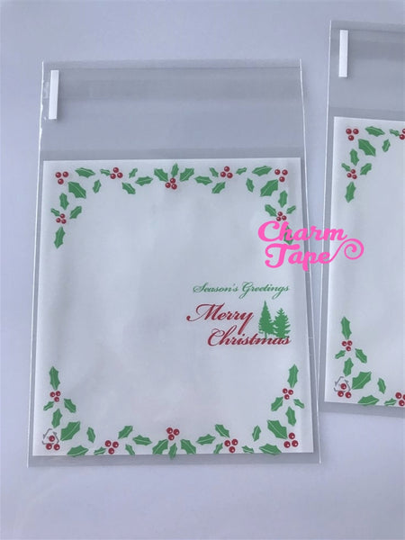 Festive Greeting Simple Gift Bags Cello Bags Self-adhesive Cookie bags - Favors Bags - Party bags 20/50/100 bags CB62