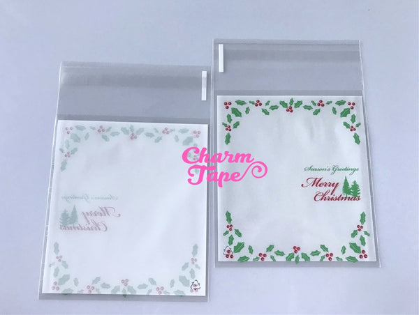 Festive Greeting Simple Gift Bags Cello Bags Self-adhesive Cookie bags - Favors Bags - Party bags 20/50/100 bags CB62