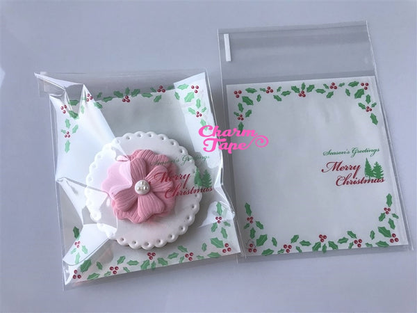 Festive Greeting Simple Gift Bags Cello Bags Self-adhesive Cookie bags - Favors Bags - Party bags 20/50/100 bags CB62