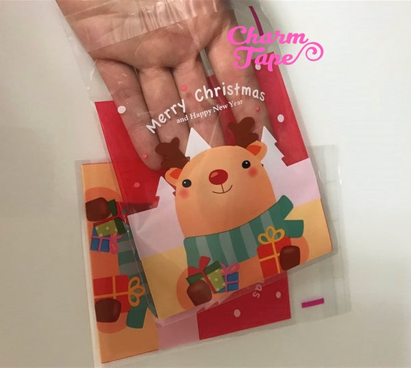 Cute Rudolf reindeer Gift Bags Cello Self-adhesive Cookie bag - Favors Party bags 20/50 bags CB66