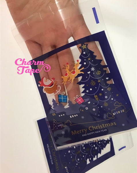Santa Claus Midnight Blue Gift Bags Cello Self-adhesive Cookie bag - Favors Party bags 20/50 bags CB64