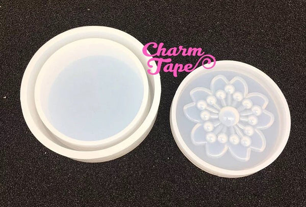 Sakura Trinket Box Silicone Mold | Cherry Blossom Flower Box Mold | Round Container Mold | uv Resin (80mm x 27mm) S166