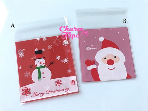 Festive Snowman or Santa Gift Bags Cello Bags Self-adhesive Cookie bags - Favors Bags - Party bags 20/50/100 bags CB58 CB59