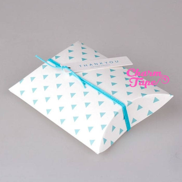 5pcs Aqua Triangle Gift Box, Pillow Boxes For Candy, Treat - Party Favors Bags PB003 18.5×14.3 cm 7"x5"