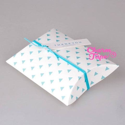 5pcs Aqua Triangle Gift Box, Pillow Boxes For Candy, Treat - Party Favors Bags PB003 18.5×14.3 cm 7"x5"