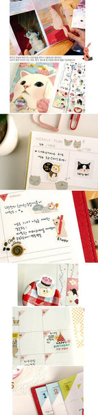 Choo Choo cat adhesive Stickers Set Paper and PVC with folder 8 Sheets SS474