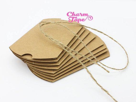 5/25/100 pcs Brown Kraft Paper Pillow Gift Box, Boxes For Candy - Party Favors PB008 9x6.5x2.5cm